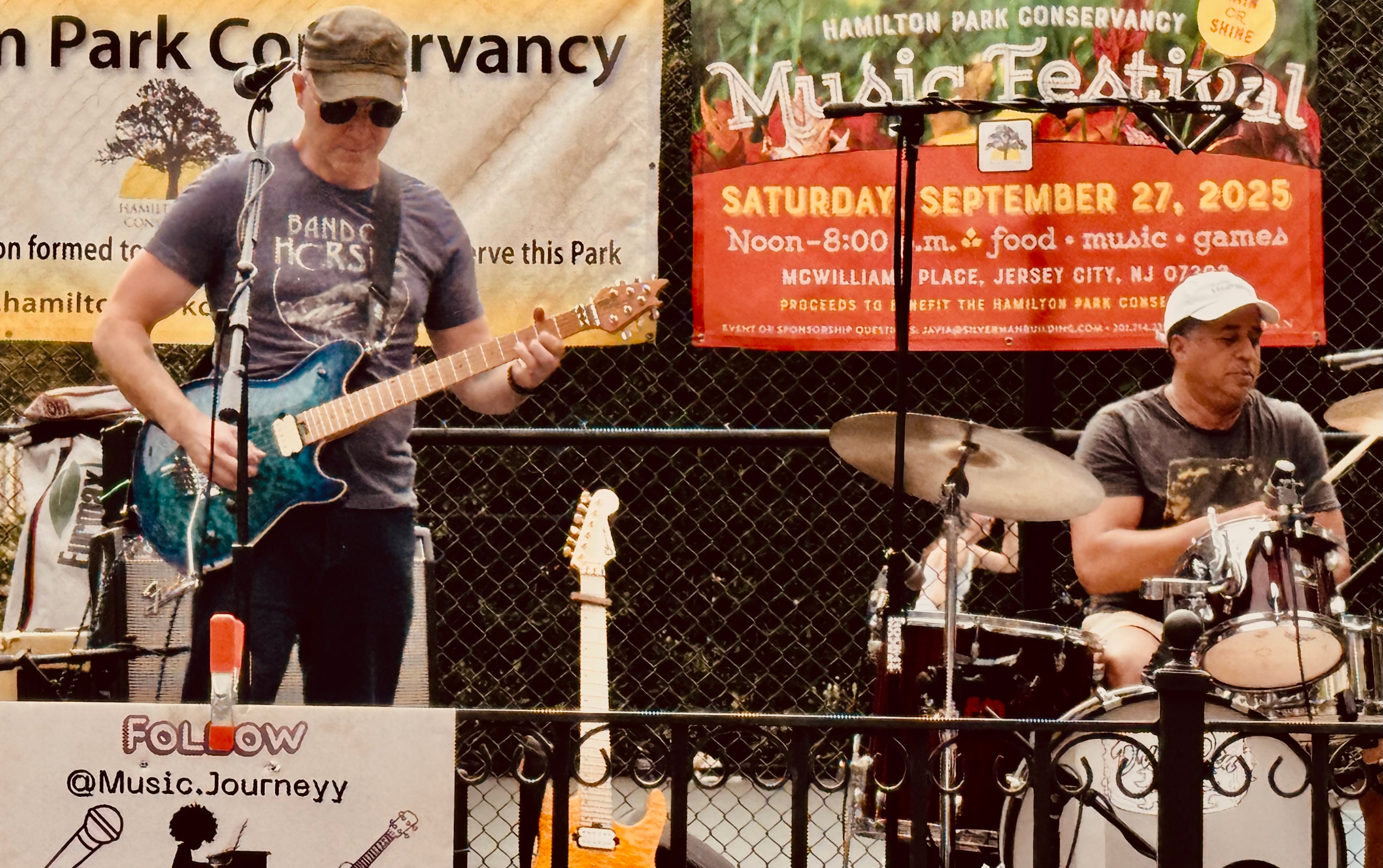 Guitarist close-up with stage lights
